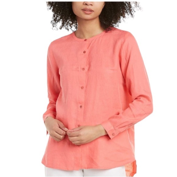 Eileen Fisher Pink 100% organic Linen blouse. - Picture 1 of 7